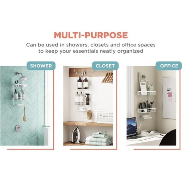 Home Rustproof Shower Caddy Hanging Bathroom Organizer, Aluminum Shower - Picture 5 of 7